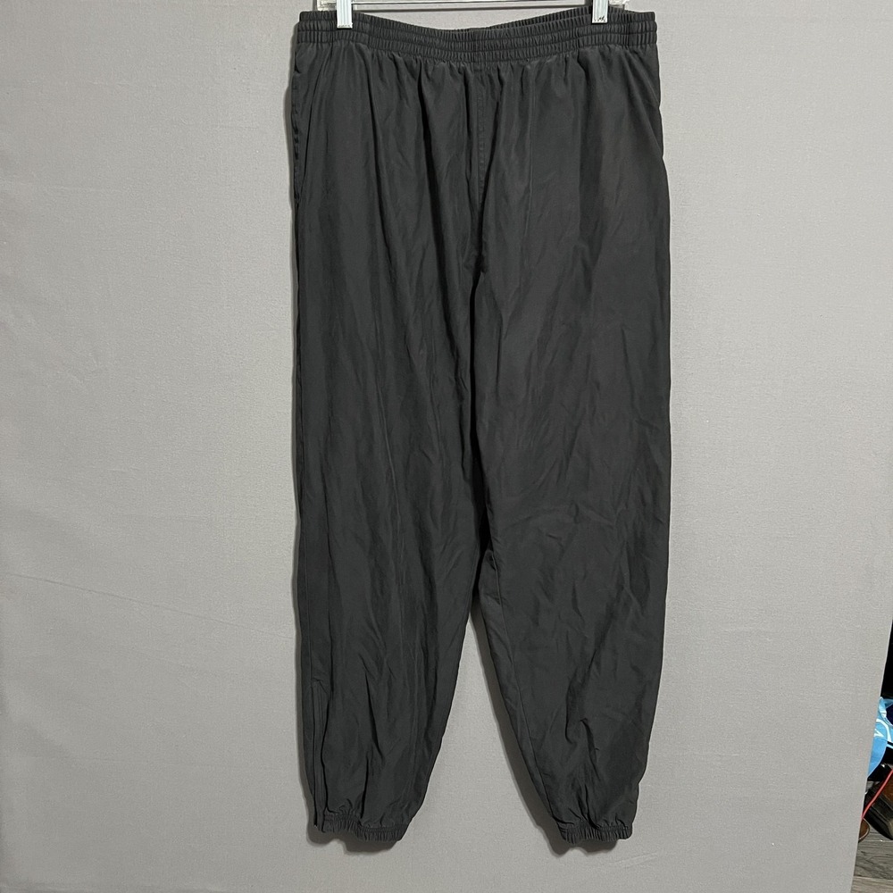 Runners Pants Mens XL 30 Inseam Black Windbreaker Lined Elastic Waist Tapered
